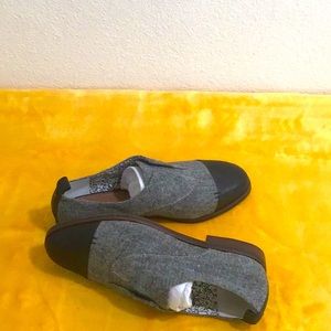 🆕 ELLEN DEGENERES “Lewa” Fabric Leather Laceless Oxford Shoes Slip On NWOB